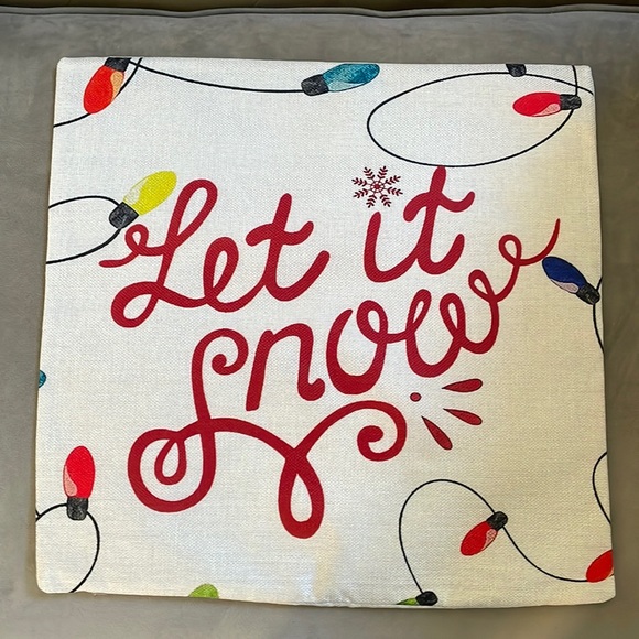 Both New! Pillow cover + insert,18”X 18”, “Let It Snow”w/Christmas lights design - Picture 2 of 10
